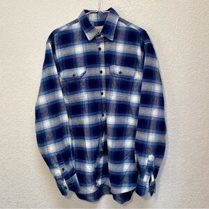 Jachs Brawny Flannel Shirt Men’s LT TALL Blue & Grey Plaid Long Sleeve Button Up
